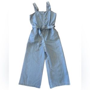 DEJA BLEU Romper Jumper Women's MEDIUM Blue Chambray Denim Wide Leg One Piece